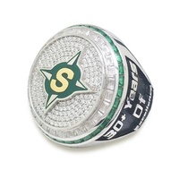 Bague de championnat de hockey sur glace unisexe personnalisable en alliage avec cristaux en strass plaqué argent/or - Marque Sidan pour