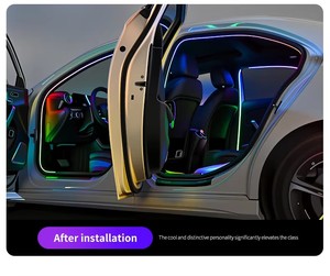 Nouveaux 256 couleurs atmosphère lumière acrylique intérieur voiture <span class=keywords><strong>porte</strong></span> LED lumières sans fil APP éclairage ambiant Kits fibre optique bande LED - Product Image 6