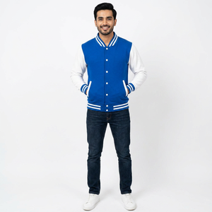 Veste universitaire pour homme FINER THREADS, vente en gros OEM, couleur et logo personnalisés, fermeture à boutons, respirante, col montant, idéale pour l'hiver - Product Image 1