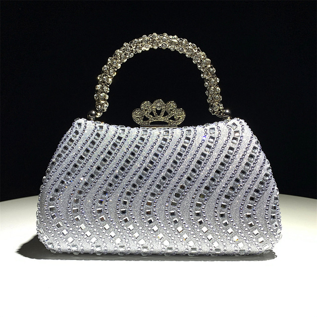 SH0356 Fashionable Shiny Geometric Party Polyester Lining Portable Elegant Luxurious Ladies Clutch Handbag
