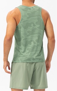 Débardeur sans manches pour homme vert menthe, col rond, tricoté, séchage rapide, sportif, fitness, couleur unie - Product Image 5