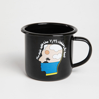 12oz personnalisé émail tasse Camping lait thé tasse à café Logo en gros pas cher métal usine Souvenir blanc feu de camp Vintage tasse