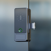 Serrure de porte en verre sans cadre TTlock sans perçage avec empreinte digitale, mot de passe et carte-clé