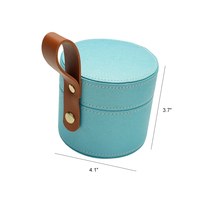 Étui cosmétique rond en cuir avec logo personnalisé, doublure douce, mini boîte de rangement portable pour maquillage de voyage, pour un usage quotidien