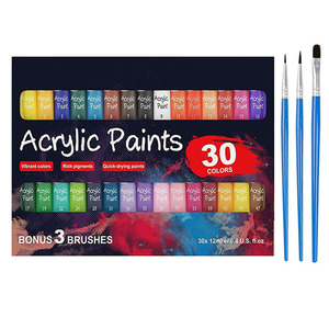 30 X12ml tubi artista qualità pigmenti ricchi Non tossici <span class=keywords><strong>colori</strong></span> vernice acrilica Set grande per bambini adulti pittura professionale - Product Image 1