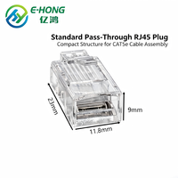 RJ45 8P8C CAT5e UTP Langkörper-Kristallstecker, Vergoldete Kontakte, Tief Eingelassener Modularer Stecker Anti-Oxidations-Beständig