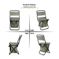 Chaise pliante portable d'extérieur 3-en-1 camouflage, petit tabouret, sac isotherme pour camping et pêche