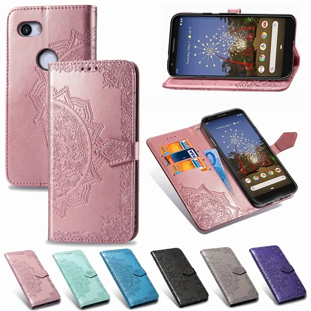 For Google Pixel 6 Pro 5 5A 5G 4A Pixel4 4XL 4 Flower Wallet Leather Case Flip Stand Phone Skin Cover