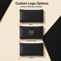 Pochette à fermeture éclair en cuir personnalisée avec logo, petite pochette à maquillage, sacs à fermeture éclair pour bijoux, emballage réutilisable, pochette cosmétique en cuir PU, 9x9cm