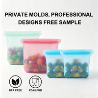 Sac de conservation en silicone réutilisable de qualité alimentaire, étanche, avec fermeture éclair, pour l'organisation de la cuisine, sans BPA