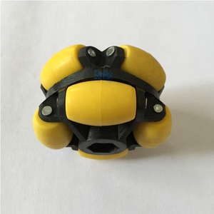 Preço de Fábrica Roda <span class=keywords><strong>Omni</strong></span> de Borracha Amarela de 50KG de Carga Morta Estável de 70mm para Robô de Transporte - Product Image 3