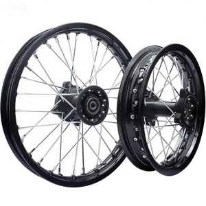 Ensemble de roues et jantes de moto tout-terrain 12/14/17 pouces, avant et arrière, moyeu de roue à rayons en aluminium noir pour moto tout-terrain 50-160CC CRF BBR XR - Product Image 1