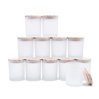 Bocaux à bougies épais pour la fabrication de bougies 12 pièces, bocaux vides de 7 oz avec couvercles en bois pour la fabrication de bougies, récipient à échantillon, blanc givré