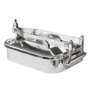 Bocchetta di accesso per serbatoi in acciaio inox <span class=keywords><strong>SS</strong></span> 304 316L per uso alimentare, a bassa pressione, saldata, lucidata, sanitaria, con chiusura singola e coperchio quadrato - Product Image 2