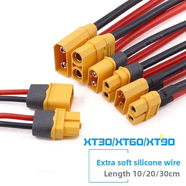 XT60H-F/M Power Cable for RC Drone - 16AWG 1.3mm, Gold Plated Connector, Battery to ESC Motor Link, High Current Safe