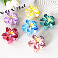 Pince à cheveux mignonne en forme de fleur de frangipanier peinte mat, pince requin à fleur de lys dégradée pour femmes et filles au quotidien