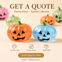 Jouet Squishy Citrouille d'Halloween Doux et Mignon Anti-Stress à Presser avec Gel Pailleté pour Adultes, Adolescents, Décoration de Fête, Cadeau