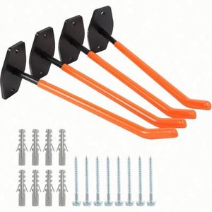 Crochets de garage robustes en métal à fixation murale avec revêtement antidérapant, multifonctionnels pour le rangement des pneus, vélos, échelles, chaises (acier allié) - Product Image 1