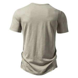 Nouveau T-shirt à manches courtes à col en V à quatre boutons T-shirt de sport de couleur unie T-shirt pour hommes - Product Image 6