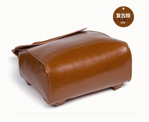 Sac à dos en cuir véritable uni portable pour femme, idéal pour l'école et les adolescentes - Product Image 5