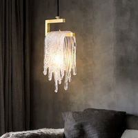 Lustre de luxe en verre et cuivre avec suspension en forme de cascade, télécommande LED, angle de faisceau 360°, moderne