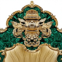 Lit double de style européen de luxe en bois massif baroque français sculpté avec table de toilette en cuir véritable, mobilier de maison