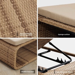 Chaise longue d'extérieur en rotin, imperméable, usage commercial, design minimaliste moderne, piscine, plage, hôtel, resort, jardin, loisirs - Product Image 4
