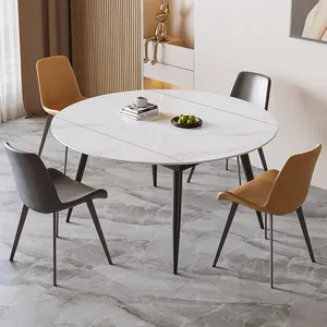 Table à manger nordique extensible en dalle <span class=keywords><strong>de</strong></span> roche carrée et <span class=keywords><strong>ronde</strong></span>, table à manger en marbre blanc italien et ensemble <span class=keywords><strong>de</strong></span> chaises - Product Image 5