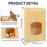 Emballage personnalisé pour bougies, sac en papier kraft brun à fond carré avec fermeture à ruban et laminage