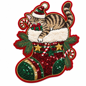 Patchs brodés de Noël personnalisés avec logo lettre, grand format, à thermocoller, à paillettes, pour OEM/ODM - Product Image 4