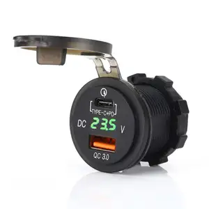 12V to 24V motorcycle digital voltmeter with type C PD and qc 3.0 USB