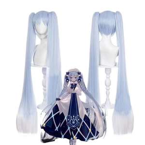 วิกผมใยสังเคราะห์ทนความร้อนสูง Ainizi รุ่นใหม่ล่าสุด ทรงยาวแบบกิ๊บหนีบคู่ สีฟ้า มิคุ คอสเพลย์ ความหนาแน่น 180% สำหรับงานปาร์ตี้ฮาโลวีน - Product Image 4