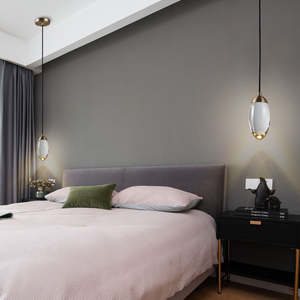 PM Moderne Luxus-Kronleuchter aus Messing mit K9-Kristallen, Persönliche Kleine Regentropfen-Kupfer-Pendelleuchte, LED-Dekorations-Hängelampe für Nachttisch - Product Image 2