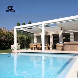 Toit ouvrant motorisé à lames orientables pour <span class=keywords><strong>piscine</strong></span>, balcon, pergola avec bandes LED, aluminium rétractable, commande par application - Product Image 2