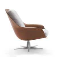 Fauteuil de salon en cuir et tissu au design moderne pour salon, chambre et appartement - Fauteuil pivotant écologique
