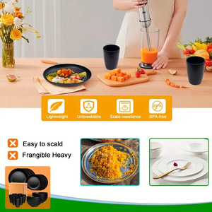 Hot-Bán Thiết Kế Hiện Đại 16-Mảnh Bộ Đồ Ăn Cho Nhà Rơm Lúa Mì Bộ Đồ Ăn Đặt Các Tấm Nhựa Bát Và Ly Bộ - Product Image 4