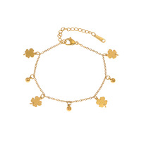 2025 Charm Jewelry Stainless Steel Gold Four Leaf Clover Bracelet Women's Bracelet 18k Gold Plated