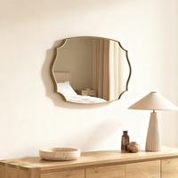Miroir mural ovale en verre doré de style Art déco avec cadre en métal Montage mural de salle de bain bureau à domicile de luxe pour cadeau