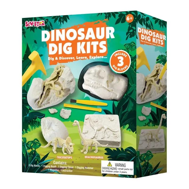 Weekly daily stem Archaeology educational assembly cool simple science kits and dig toy DIY dinosaur excavation set for 6+kids