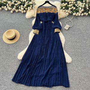 <span class=keywords><strong>Vestido</strong></span> <span class=keywords><strong>elegante</strong></span> plisado <span class=keywords><strong>para</strong></span> mujer, <span class=keywords><strong>vestido</strong></span> Formal de oficina <span class=keywords><strong>para</strong></span> mujer, estampado sólido, mangas abullonadas, botones de cinturón <span class=keywords><strong>para</strong></span> fiesta, día de vacaciones - Product Image 4