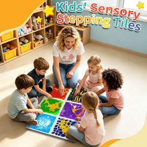 Dalles de sol sensorielles liquides texturées, tapis d'enseignement <span class=keywords><strong>Montessori</strong></span> pour les cours de cognition sensorielle préscolaire - Product Image 2