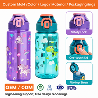 Bouteille d'eau à paille pour enfants 600 ml, moulage personnalisé, MOQ 10 000 pièces, conception privée, développement OEM ODM pour grands projets de marques
