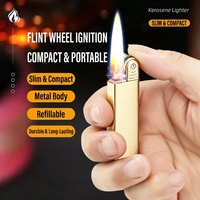 Briquet à kérosène en métal rétro classique rechargeable, logo gravé au laser, disponible en plusieurs couleurs