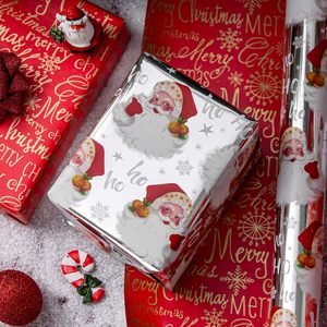 MAYPLUSS Christmas Wrapping Paper 17in x 33ft Reversible Santa Snowflake Design Gift <b>Wrap</b> for Holiday Crafting - Product Image 2