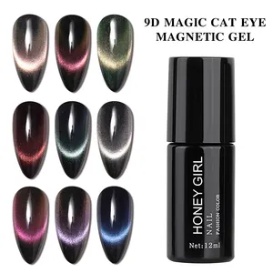 OEM 15ml Gel yeux de chat arc-en-ciel argent étincelle 9D yeux de chat magnétiques avec effet holographique Vente en gros de vernis gel vernis yeux de chat