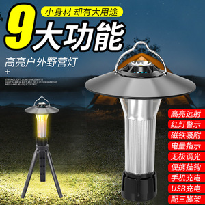 Camping <b>Light</b> LED Portable Magnetic <b>Emergency</b> Flashlight Outdoor Multi Functional Lighthouse Lamp Black 5V 25000 Hours - Product Image 2