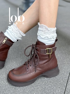 Bottes Martin classiques Ew, à boucle tendance, respirantes, à talon épais, bottes hautes pour femmes - Product Image 2