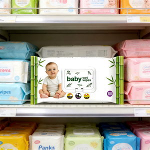 Lingettes pour bébé biodégradables, organiques, non parfumées, 80 pièces, lingettes nettoyantes pour le visage et les mains, lingettes antibactériennes - Product Image 1