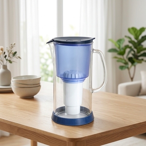 <span class=keywords><strong>Carafe</strong></span> filtrante d'eau alcaline saine 3,3 L en verre et acier inoxydable avec <span class=keywords><strong>filtre</strong></span> à charbon actif pur pour usage domestique - Product Image 1