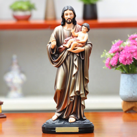 Ornement Catholique en Résine Saint Joseph avec Enfant Jésus Figurine Statue Religieuse Créative Décoration de Bureau à la Maison